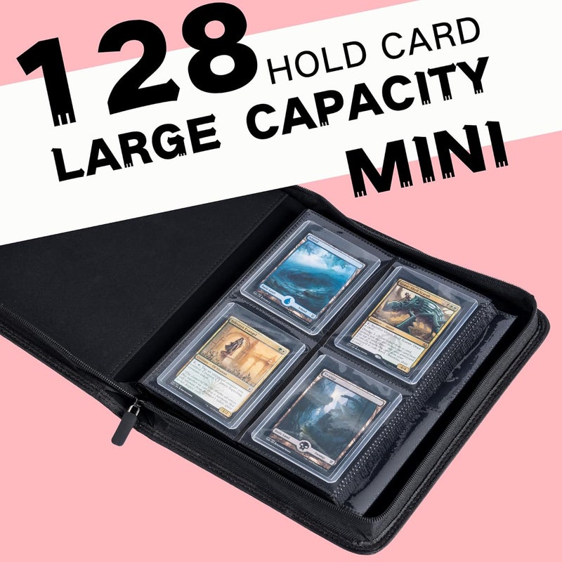 KUOOKING Toploader Binder, Holds 128+ Toploaders, 4 Pocket Top Loader Card Storage Case, Double-Sided Pockets for trading card in 3 x 4'' Toploaders（Pink） - Image 2